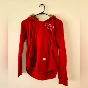 Hollister, Medium, Maroon Fur-Lined Hoodie